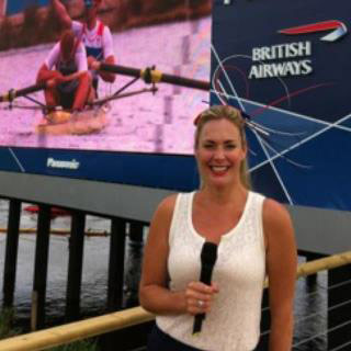 Jo Pickard presenting during the London 2012 Games